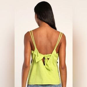 NWT Lulu’s Dots for Days Lime Green Swiss Dot Tie-Back Cutout Tank Top - size M